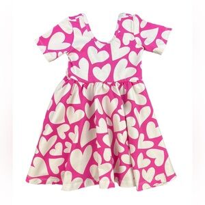 POPPY KIDS Girls Heart Print Short Sleeve Twirl Dress - 2T